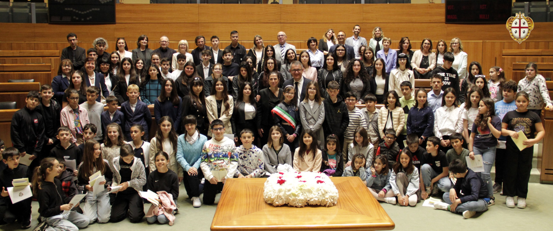 Sa die 2024. Foto di gruppo presidente Comandini Presidente Todde Studenti