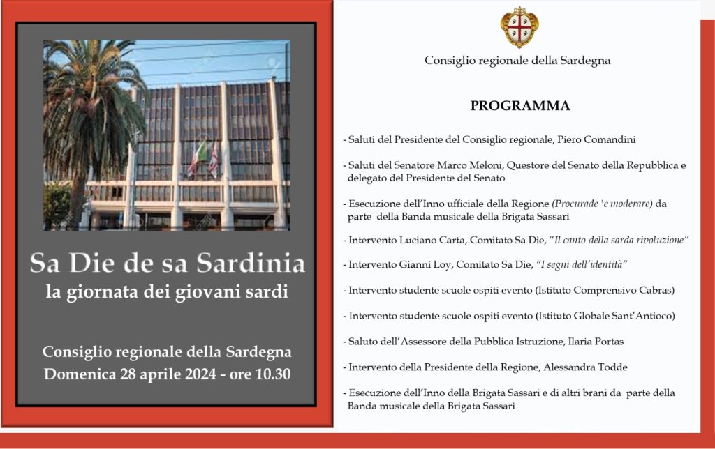 Programma celebrazione Sa die de sa Sardinia 2024