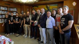 Nella foto l'incontro tra il Presidente e i Crusaders Cagliari